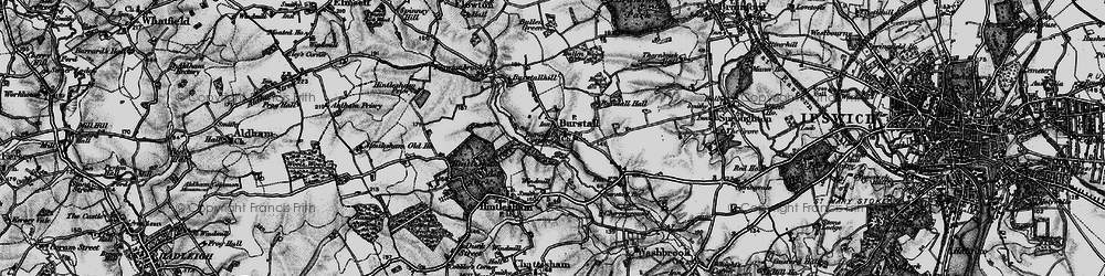 Old map of Burstall in 1896