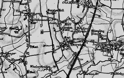 Old map of Burston in 1898