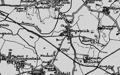 Old map of Burstwick Drain in 1895