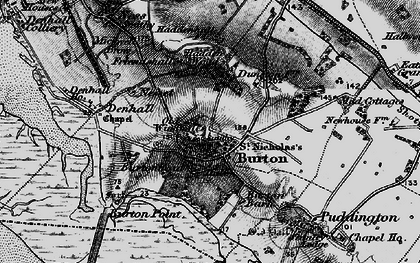 Old map of Burton in 1896