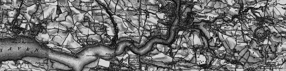 Old map of Burton Ferry in 1898