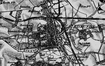 Old map of Bury St Edmunds in 1898