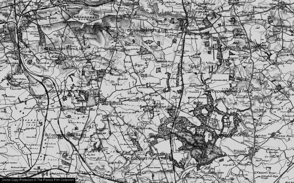 Old Map of Historic Map covering Butterwick Moor in 1898