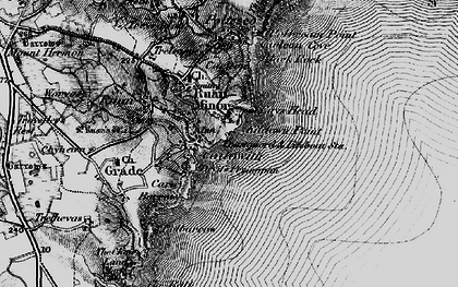 Old map of Cadgwith in 1895
