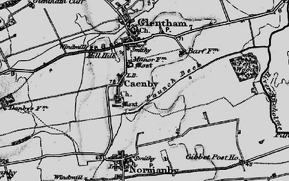 Old map of Caenby in 1898