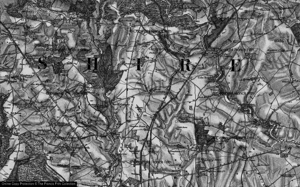 Old Map of Historic Map covering Ampney Downs in 1896