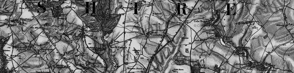 Old map of Ampney Downs in 1896