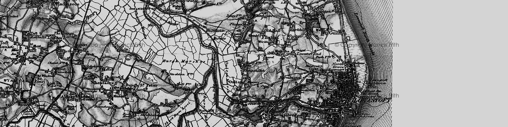 Old map of Blundeston Marshes in 1898