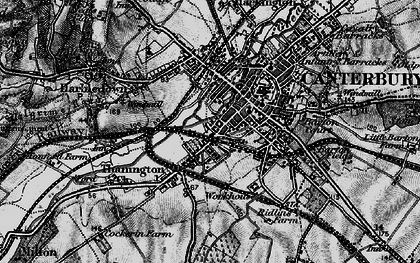 Old map of Canterbury in 1895