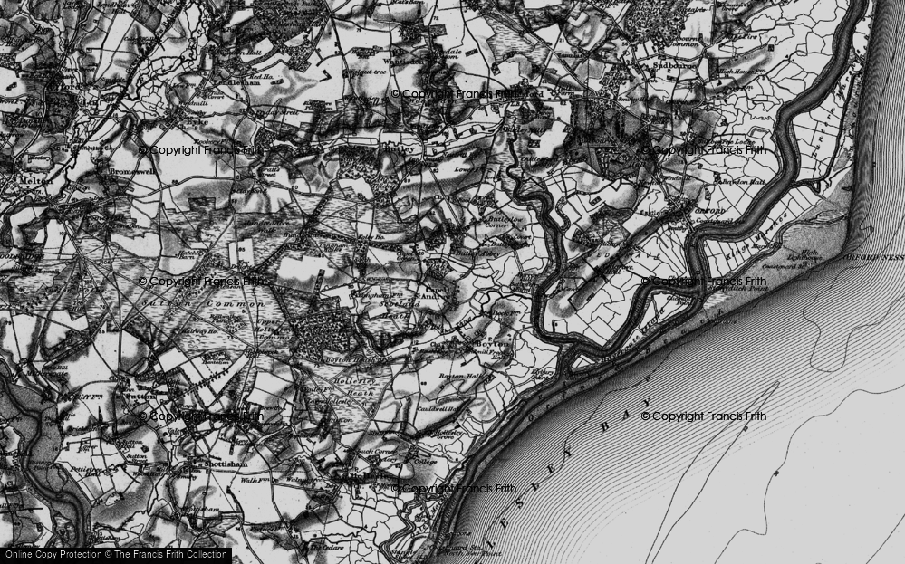 Old Map of Historic Map covering Butley Abbey in 1895
