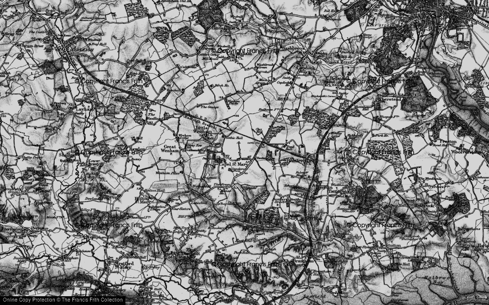 Old Map of Historic Map covering Bentley Long Wood in 1896