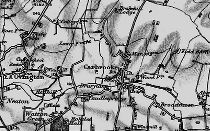 Old map of Carbrooke in 1898