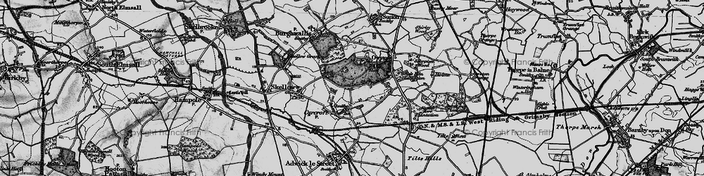 Old map of Carcroft in 1895