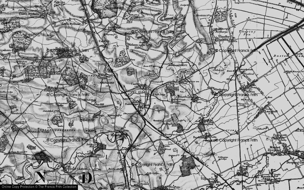 Old Map of Historic Map covering Braceborough Great Wood in 1895