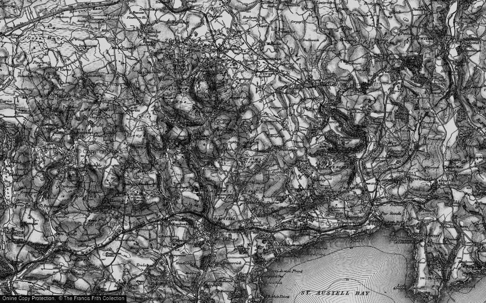 Old Map of Historic Map covering Carbis Moor in 1895