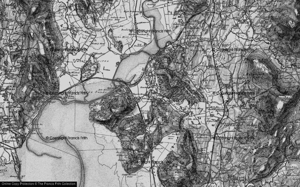 Old Map of Historic Map covering Arnside Moss in 1898