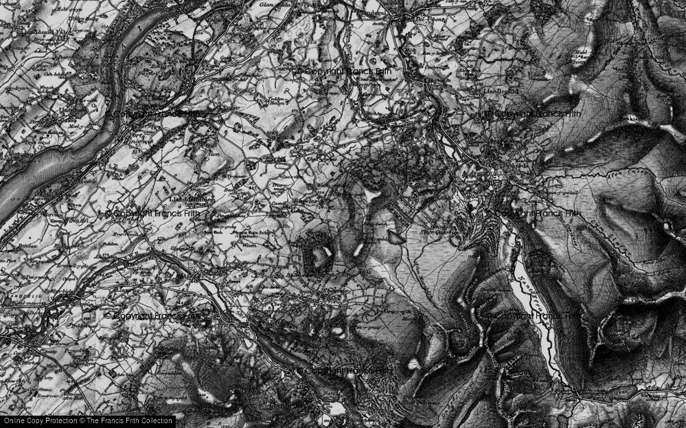 Old Map of Historic Map covering Moel Rhiwen in 1899