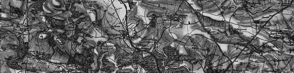 Old map of Cassey Compton in 1896