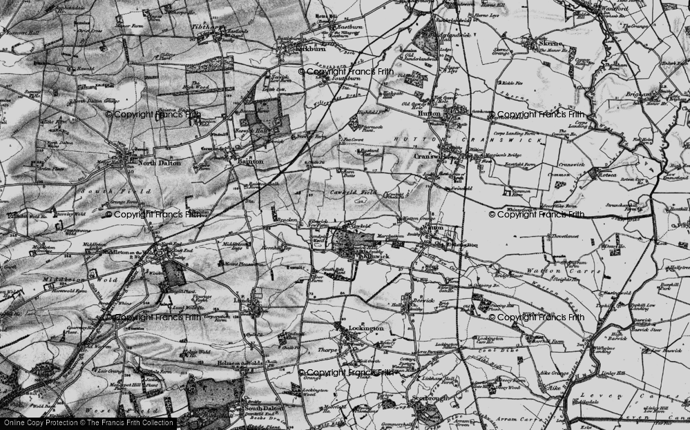 Old Map of Historic Map covering Bracken in 1898