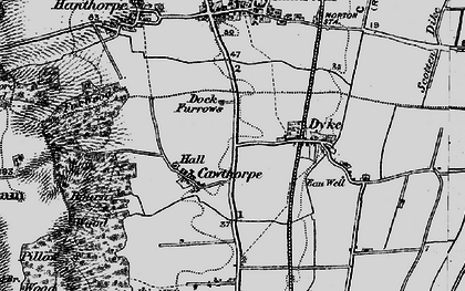 Old map of Cawthorpe in 1895