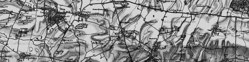 Old map of Bourn Windmill in 1898