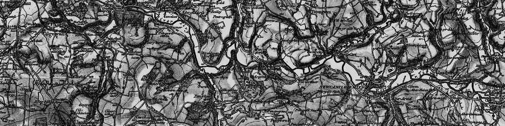 Old map of Cenarth in 1898