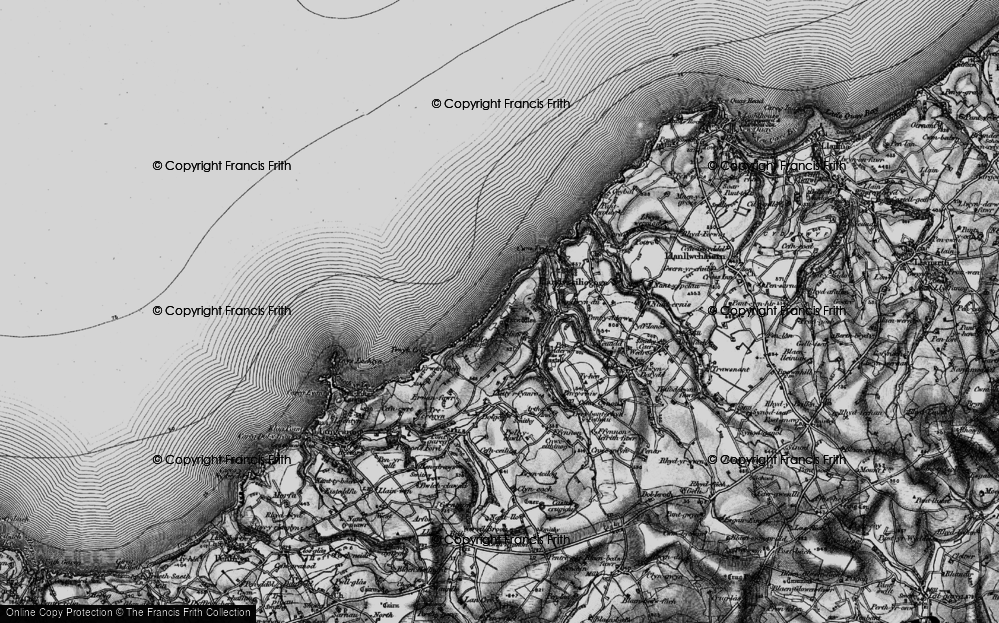 Old Map of Historic Map covering Cwmtydu in 1898