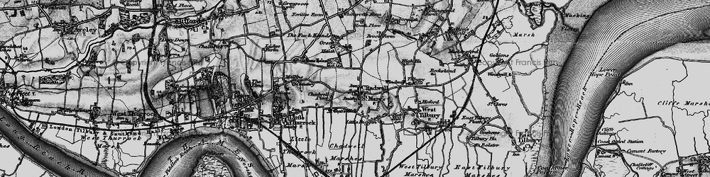 Old map of Chadwell St Mary in 1896