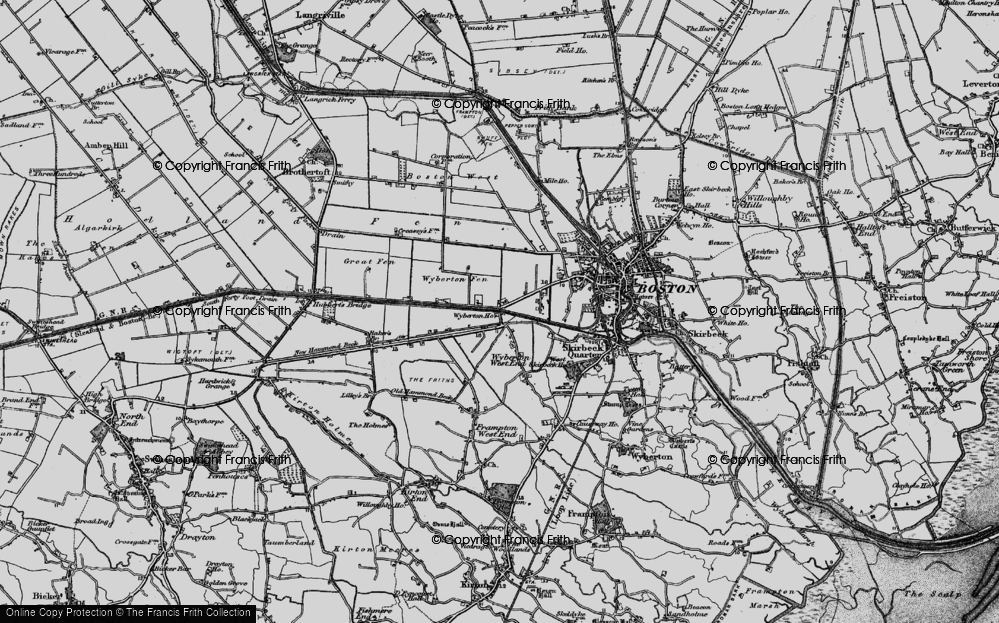 Old Map of Historic Map covering Wyberton Fen in 1898
