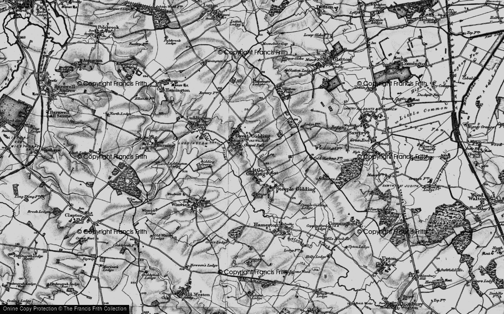 Old Map of Historic Map covering Glatton Folly in 1898