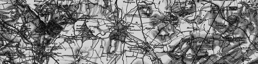 Old map of Charlecote in 1898