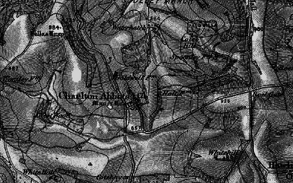 Old map of Belas Knap (Long Barrow) in 1896