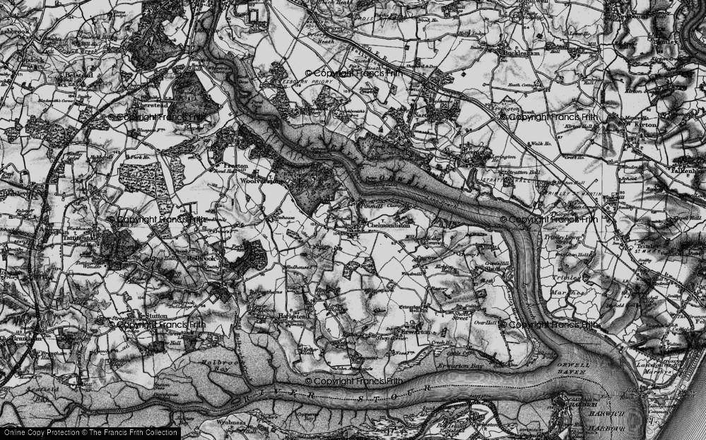 Old Map of Historic Map covering Pin Mill in 1896