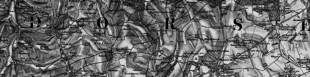 Old map of Puddletown Down in 1898