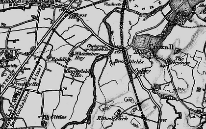 Old map of Broadfields in 1898