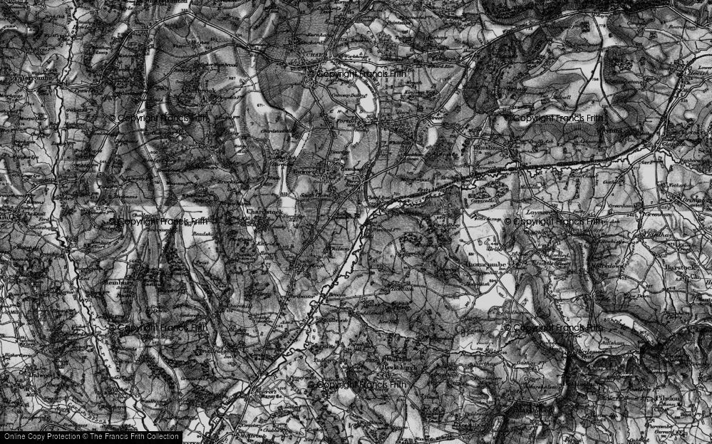 Old Map of Historic Map covering River Axe in 1898