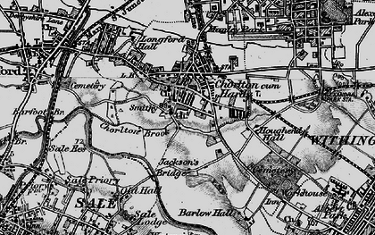 Old map of Chorlton-cum-Hardy in 1896