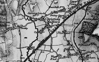 Old map of Christian Malford in 1898