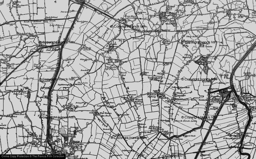 Old Map of Historic Map covering Broken Cross in 1893