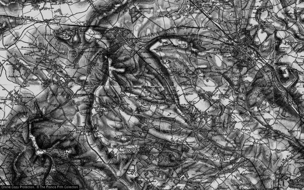 Old Map of Historic Map covering Kensworth Ho in 1896