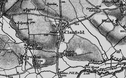 Old map of Black Bourton Brook in 1896