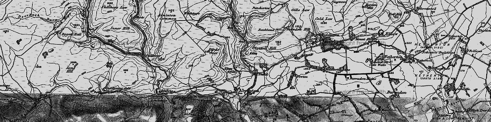Old map of Alwinton Burn in 1897