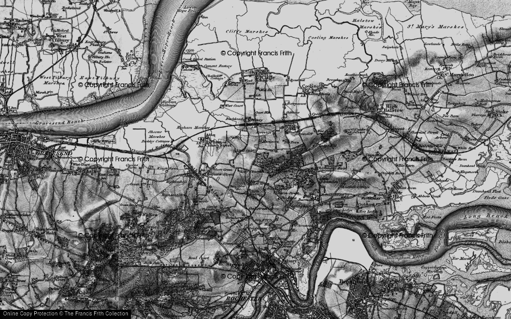 Old Map of Historic Map covering Great Chattenden Wood in 1895