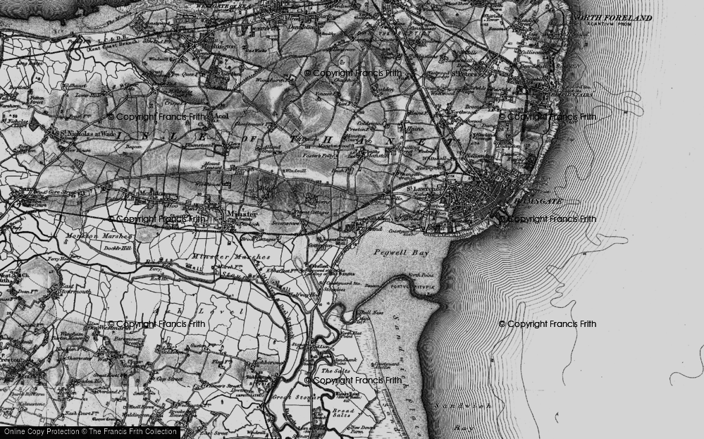 Old Map of Historic Map covering Ebbsfleet in 1895