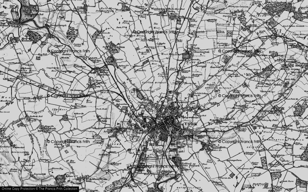 Old Map of Historic Map covering Bootham Stray in 1898