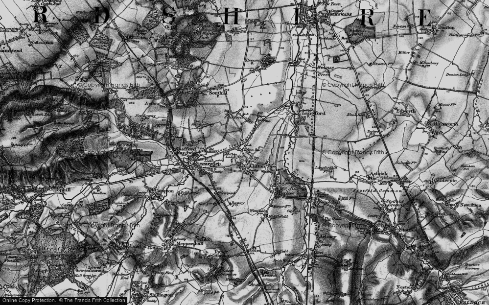 Old Map of Historic Map covering River Ivel Navigation in 1896