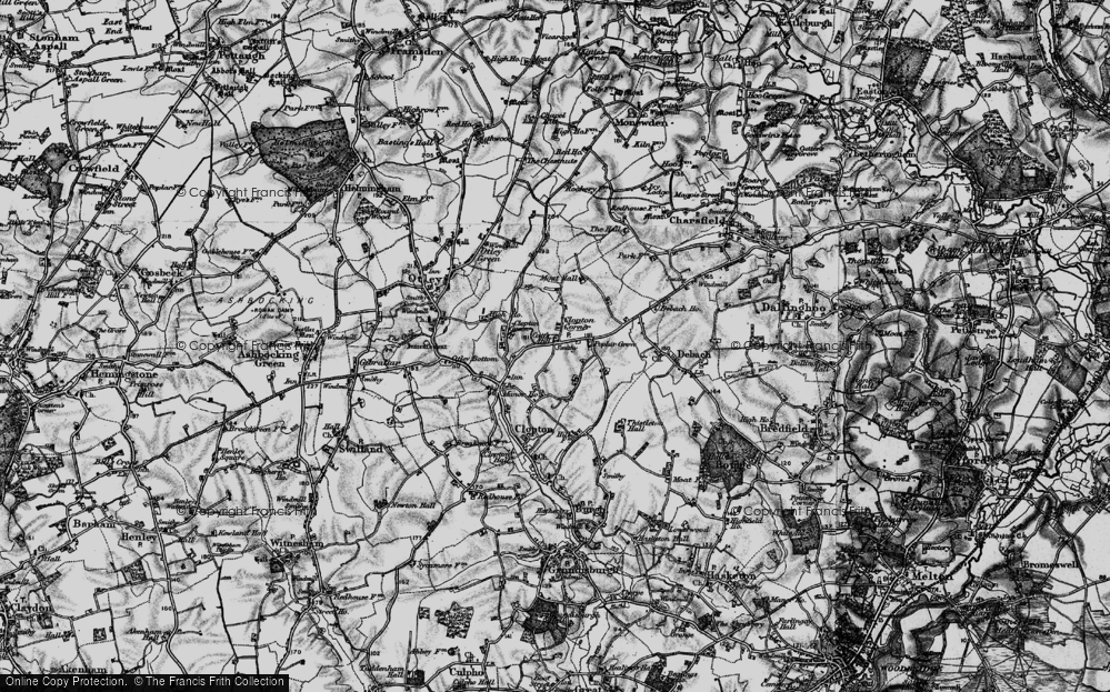 Old Map of Historic Map covering Debach in 1898