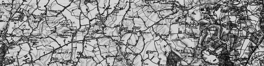 Old map of Debach in 1898