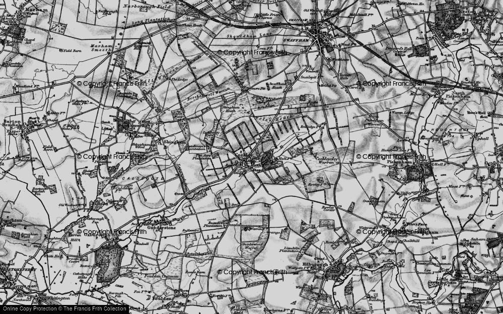 Old Map of Cockley Cley, 1898 in 1898