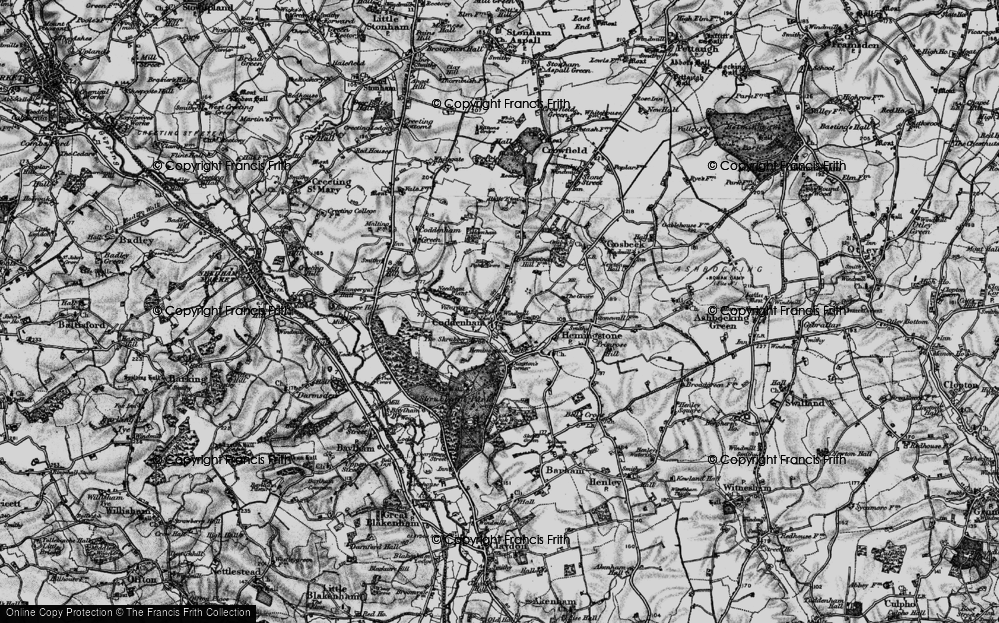 Old Map of Coddenham, 1898 in 1898